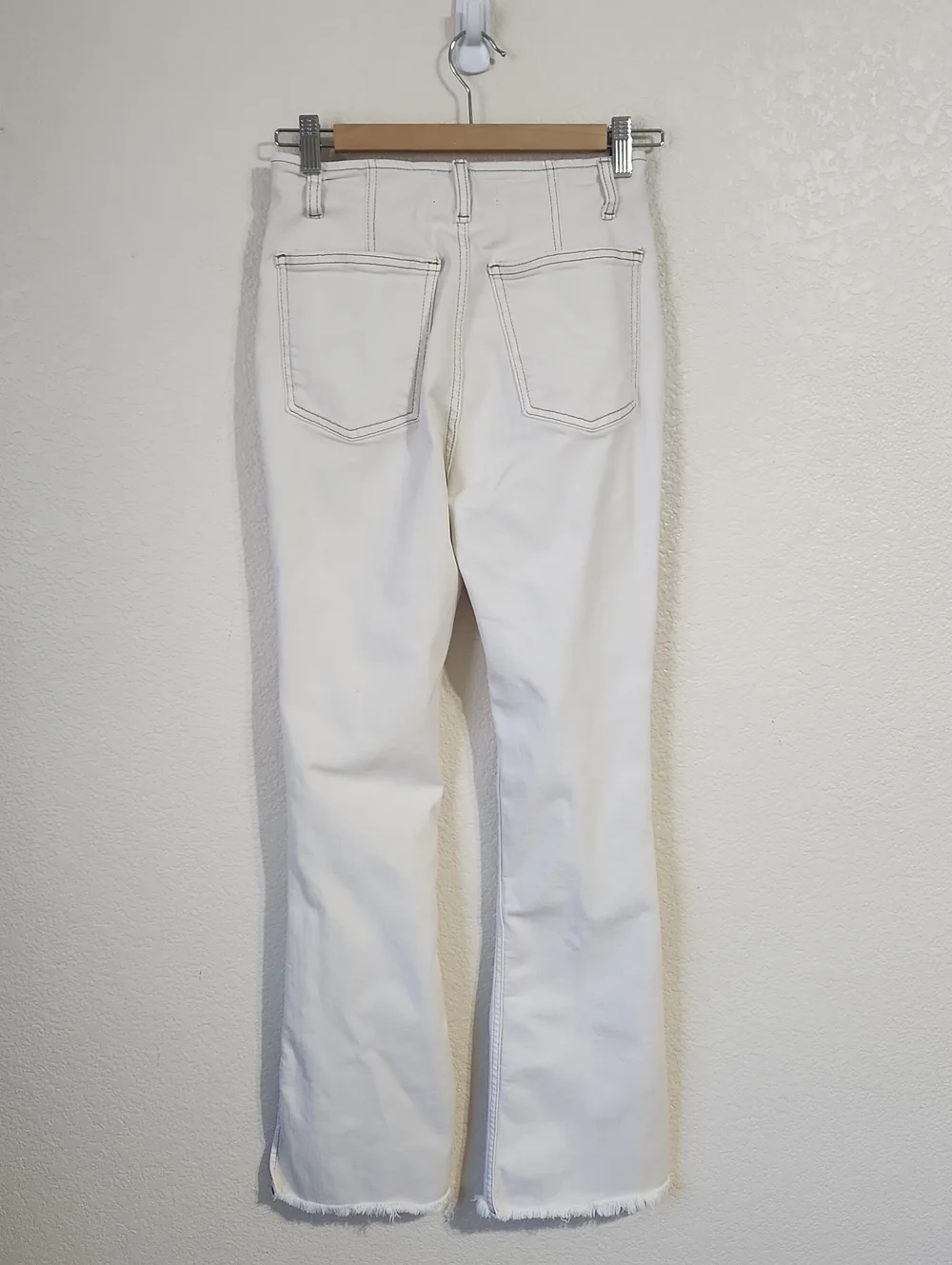 Free People We The Free Level Up Slit Slim Flare Jeans in Bone Size 27